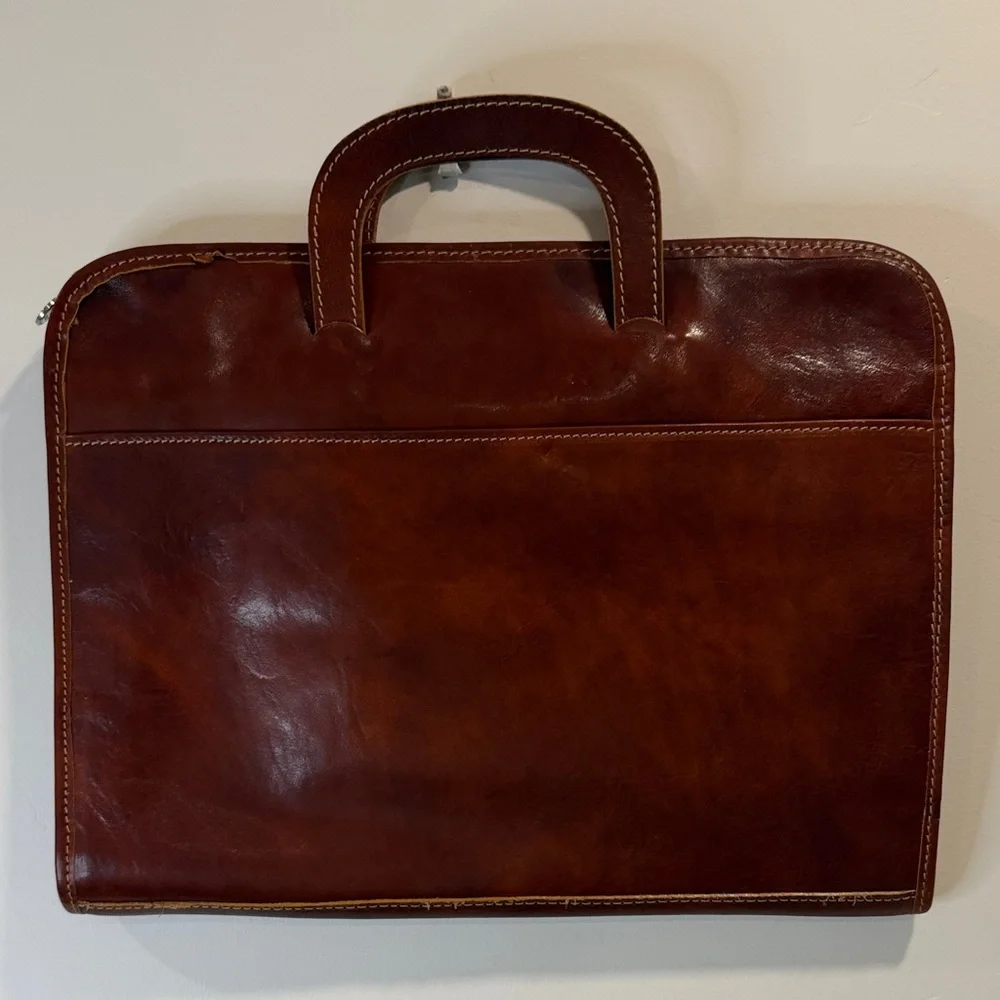 Italian Burnished Leather Men's Briefcase